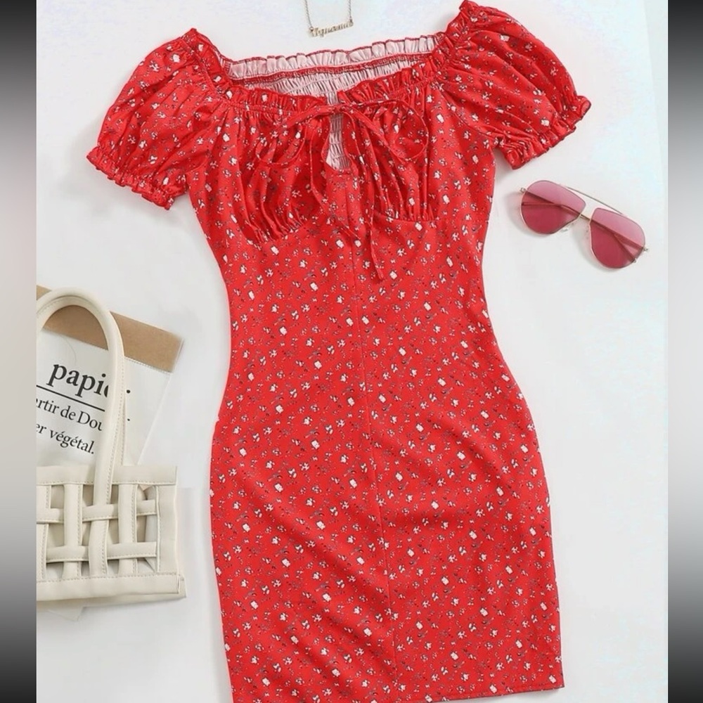 Red Floral Mini Dress